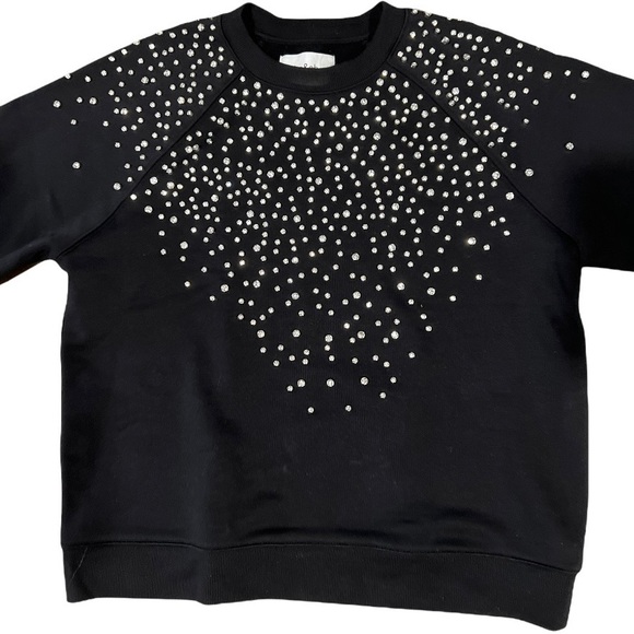ba&sh Cheek Noir Rhinestone Crewneck Sweatshirt, Black, Size M - Picture 7 of 16